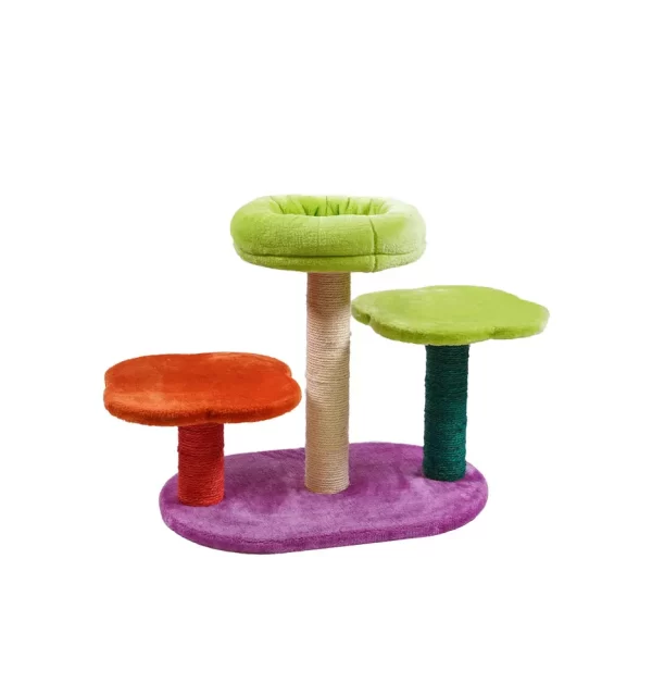 trio cat scratching tower