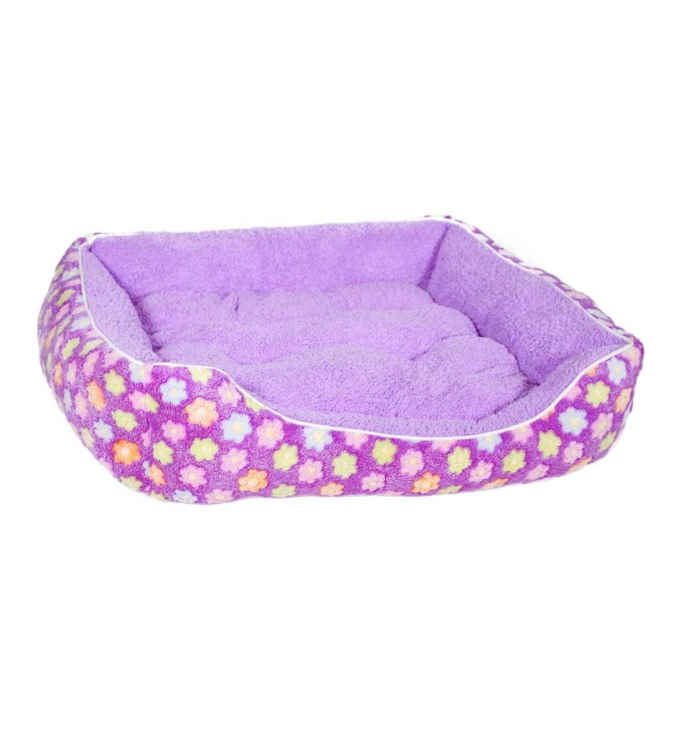Fluffy Purple Floral Pet Bed suitable for cats as well as small to medium sized dogs