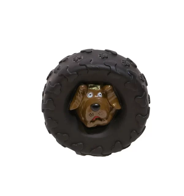Tyre squeaky dog toy combination is made of durable material that’s non-toxic